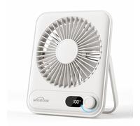 WHATOOK Ventilateur de table USB silencieux : régulateur en continu 1 à 100, batterie 5000 mAh, ventilateur rechargeable avec charge rapide et affichage LED, ventilateur compact portable pour bureau