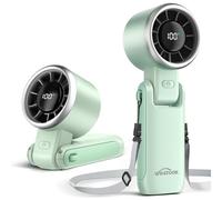 WHATOOK Ventilateur Mini Ventilateur Portable USB Bureau 5 Vitesses Réglable Base Pochable Cyan