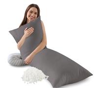 WhatsBedding Oreiller de Corps en Mousse à mémoire de Forme pour Adultes, Long Oreiller de Corps pour Dormir, Oreiller Complet pour Le lit - Gris foncé