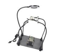 WheatThrive Station de soudage, mains d'aide, support PCB avec loupe 3X, lumière LED réglable, 5 bras flexibles pour réparation électronique