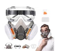 Whemyreat Masque respiratoire réutilisable avec filtre et lunettes - Masque à gaz avec 10 filtres de rechange pour peinture, poussière, résine époxy, peinture