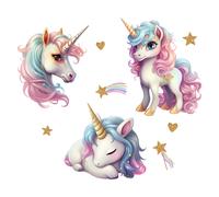 WhereHike Autocollant mural licorne - Trois licornes
