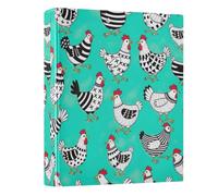 Whimsical Chickens Classeur à trois anneaux Vert aqua 3,8 cm, classeur à anneaux en D avec presse-papiers, 1 paquet