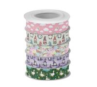 Whimsical Duck Lot de 5 rouleaux de ruban de Noël Blanc | Ruban pour emballage cadeau, fourniture multi-projets, arrangement motif par bobine