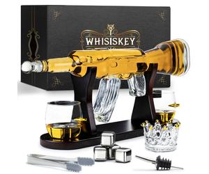 Whisiskey - Carafe à whisky - 1 000 ml - Kit complet pour whisky - Comprend 4 glaçons à whisky, 2 verres à whisky, une pince et un bec verseur - Carafe - Cadeaux pour hommes
