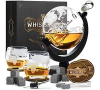 WHISISKEY Carafe à Whisky 900ML - Coffret Cadeau Homme Luxueux - Idée Noël - Decanter Avec 2 Verres, 8 Pierres à Whisky, Accessoires