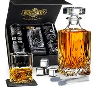Whisiskey - Carafe à whisky - Classique - Décanteur - Set carafe à whisky - 800 ml - Cadeaux pour hommes - Incl. 4 verres à whisky, 4 pierres à whisky