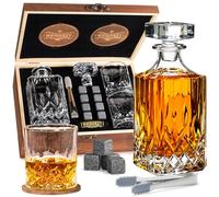 WHISISKEY Carafe Whisky - Carafe à Whisky - 700ML - Coffret Cadeau Homme - Idee Noel - Decanter avec 2 Verre à Whisky, 8 Pierre a Whisky, Accessories
