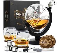 WHISISKEY Carafe Whisky - Verre à Whisky - Idee Cadeau Homme Anniversaire | Coffret Whisky Luxueux - Cadeau Papa - Decanter 900ML avec 2 Verres, 4 Pierre a Whisky, Whiskey Accessories