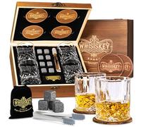 Whisiskey Set de Verre a Whisky - Coffret Cadeau Homme - Verre à Whisky & Rhum - 4 Verres à Whisky x 310ML, 8 Pierre a Whisky, 4 sous-Verres, Whiskey Accessories