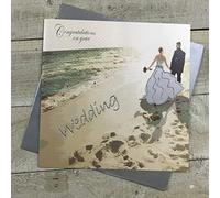 WHITE COTTON CARDS Blanc Coton Cartes de Plage Félicitations sur Votre Mariage de Mariage Carte de Mariage Faite Main, Grande