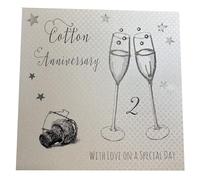 WHITE COTTON CARDS Carte 2e Anniversaire de Mariage Faite Main Inscription Cooton Anniversary with Love on Your Special Day
