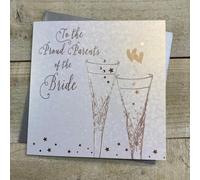 White Cotton Cards Carte de mariage faite à la main pour les parents de la mariée (B110-B)