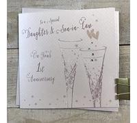 WHITE COTTON CARDS Flûtes en papier pour 1er anniversaire de mariage Daughter & Son in Law