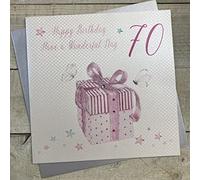 WHITE COTTON CARDS Grande Carte d'anniversaire Happy Birthday Have a wonderfu Day, Rose Cadeau Fait Main 70e