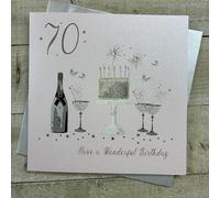 WHITE COTTON CARDS Grande Carte pour 70ème Anniversaire Faite à la Main