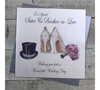 White cotton cards Grande carte «To a Special Brother and Sister-in-Law Wishing You Both a Wonderful Wedding Day Fait main Blanc