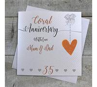 White Cotton Cards LLA35MD Carte d'anniversaire de mariage faite à la main pour maman et papa Motif Love Lines