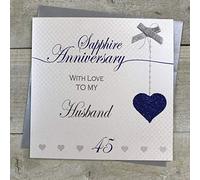 White Cotton Cards LLA45H Carte d'anniversaire de mariage Motif saphir pour mariage Motif lignes d'amour