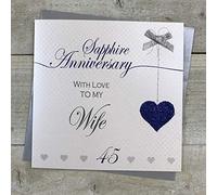 WHITE COTTON CARDS LLA45W Carte d'anniversaire de mariage faite à la main pour femme Motif lignes d'amour