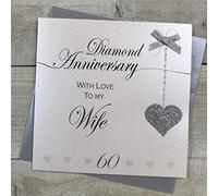 White Cotton Cards LLA60W Carte d'anniversaire de mariage en diamant pour femme Motif Love Lines