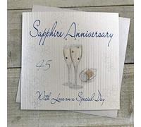 WHITE COTTON CARDS Saphir Anniversaire de Mariage «with Love on Your Special Day 45ème Carte d'anniversaire Faite à la Main