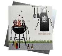 White Cotton Cards SB7 Carte d'anniversaire Faite Main pour Homme Inscription BBQ King Happy Birthday