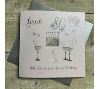 WHITE COTTON CARDS SS42-GRAN80 Carte d'anniversaire 80 ans Motif verres à champagne Rose