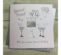 WHITE COTTON CARDS SS42-SF70 Carte d'anniversaire 70 ans Motif flûtes à champagne Rose