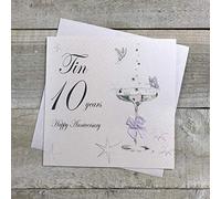 white cotton cards TIN10 Carte de vœux Faite Main pour 10e Anniversaire de Mariage/Noces d'étain