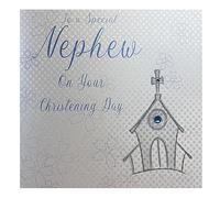 WHITE COTTON CARDS "to a Special Neveu sur Votre Jour de baptême Carte Faite à la Main, Blanc