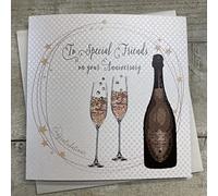 WHITE COTTON CARDS "to Special Friends sur Votre Anniversaire de Mariage Carte de félicitations Champagne, Blanc