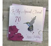 WHITE COTTON CARDS wb201-70 Carte 70e Anniversaire Faite Main Motif Colibri avec Inscription (en Anglais) to My Special Friend 70 Happy Birthday