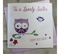 White Cotton Cards WB258 Carte d'anniversaire Faire à la Main pour sœur Inscription to A Lovely Sister Happy Birthday