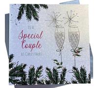 WHITE COTTON CARDS XC10 Grande Carte de Noël Faite Main Inscription to a Special Couple At Christmas Blanc