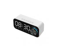 (White) Mirror Alarm Clock Bluetooth Speaker LED Digital Display Radio Alarm Clock Radio Wireless Subwoofer Music Player Table Clock