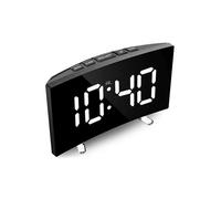 (White) Mirror Digital Alarm Clock Temperature Date 2 Levels of Brightness Adjustment Snooze Table Clock 12/24H Night Mode LED Clock