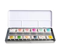 White Nights boîte d'aquarelle russe, édition spéciale "letter it out loud", y compris 12 godets entiers d'aquarelle russe de haute qualité avec une brillance et une luminosité élevées