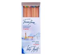 White Nights Crayons Aquarelle Russes Set de 12 Crayons dans un Étui en Carton, Crayons Montés sur Bois avec une Haute Brillance de Couleur, un Trait Doux, Aquarelle à l'Eau