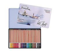White Nights crayons aquarelle russes Set de 36 crayons dans un étui métallique, crayons en bois avec une haute brillance de couleur, trait de couleur doux, aquarellable