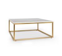 White Pearl 2 Table Basse 81,5 x 35 x 81,5cm (LxHxP) marbre doré & blanc