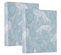 White Wolf Lot de 2 classeurs à 3 anneaux flexibles en D Motif attrape-rêves Turquoise 3,8 cm