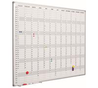 Whiteboard PRO - Acier émaillé - Tableau blanc pour planning hebdomadaire - Planning mensuel - Planning annuel - Magnétique - Blanc - avec bandes mensuelles, journalières et numériques – Anglais – 60