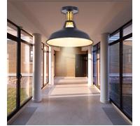 WHITEIN Lustre Rétro Plafonnier Industrielle en Métal Abat-jour, 1pcs Ø27cm Plafonnier Pour Loft Salon Cuisine Couloir Café