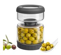 WhiteRhino Pot Pour Cornichons, 750ml Pot à Cornichon,Bocal Cornichon,Récipient en Sablier pour Olives, Support de Cornichons Olives,Jalapenos,Renversé,Couvercles Hermétiques Étanches(Gris 750 ml)