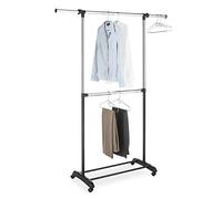 Whitmor 6021-3081-BB Portant à vêtements réglable à deux tringles Noir et chromé