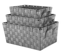 Whitmor Lot de 3 paniers de Rangement à Sangle tissée S/3 Gris, Tissu, Gris
