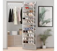 Whitmor Organiseur de Chaussures à Suspendre sur Une Porte pour 36 Paires, 12 Niveaux en métal Robuste et Maille, étagère à Chaussures à Suspendre pour Placard et Rangement, 175 x 55 x 19 cm, Blanc
