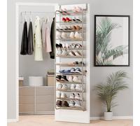 Whitmor Organiseur de Chaussures à Suspendre sur Une Porte pour 36 Paires, 12 Niveaux, en métal Robuste et Maille, étagère à Chaussures à Suspendre pour Placard et Rangement, 175 x 55 x 19 cm, Moka