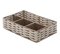 Whitmor PE Rush Plateau à 4 Compartiments, Marron, 30 x 20 x 7 cm